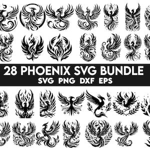 Bundle SVG Phoenix, Phoenix Svg, vecteur Phoenix, oiseaux Phoenix, Clipart Phoenix, dessins Phoenix