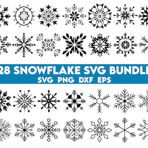 Pacchetto in formato SVG fiocchi di neve, fiocchi di neve in formato SVG, pupazzo di neve in formato SVG, file di taglio fiocco di neve, neve vettoriale, Natale in formato SVG, pacchetto di Natale, clipart di Natale