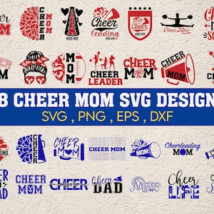 Cheer Mom SVG Bundle, Cheerleader svg, Cheer svg, Megaphone svg, Cheer team svg, Messy bun svg, Mom svg, Momlife svg, file svg per cricut