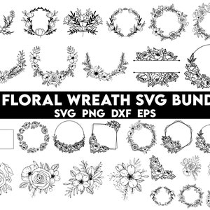 Wreath svg bundle, circle svg bundle, floral wreath svg, heart laurel wreath svg, wedding wreath svg, wreath monogram svg circle frame