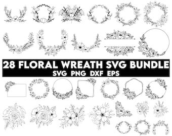 Wreath svg bundle, circle svg bundle, floral wreath svg, heart laurel wreath svg, wedding wreath svg, wreath monogram svg circle frame