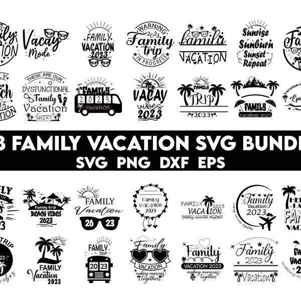 Family Vacation 2023 SVG Bundle, family vacation svg, summer vibes svg, family cruise svg, family shirt svg, summer svg