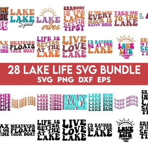 Lot Svg vie lac, lot Svg lac, Svg vie lac, plage, Svg maison lac, lac citations svg, svg sur le thème du lac, camping Svg