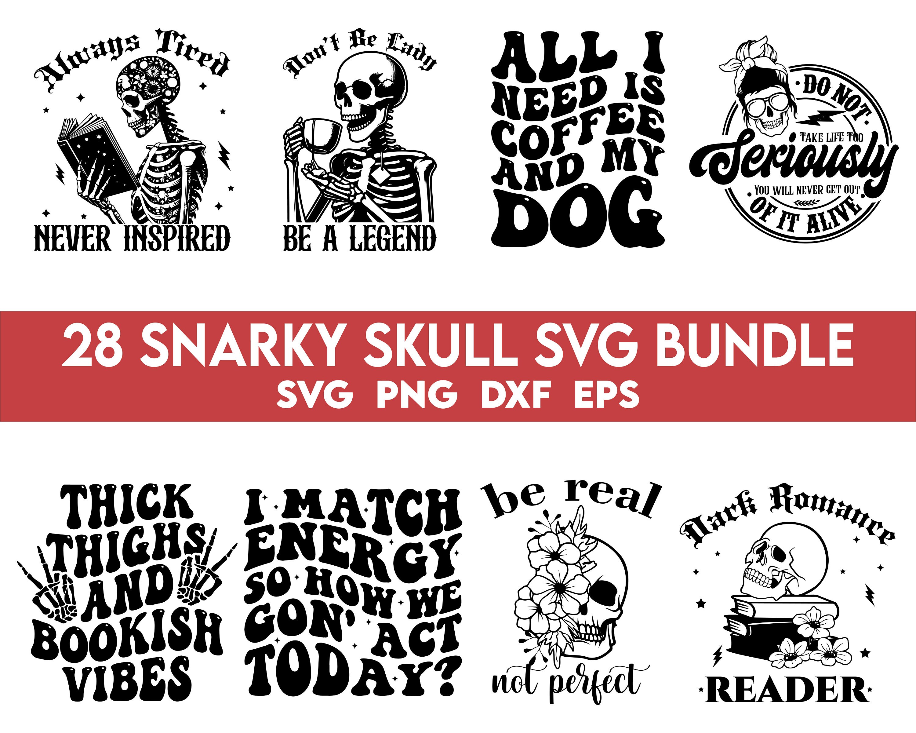 Snarky Skulls SVG Bundle, Funny Skeleton Svg, Adult Humor Svg Png ...