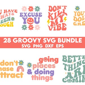 Groovy Svg Bundle, Boho Svg, Hippie Svg, Aesthetic Svg, Inspirational ...