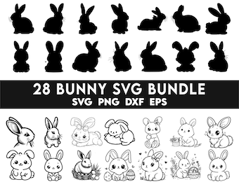 Bunny Svg BUndle, Easter Bunny Shape Svg, Rabbit Svg, Bunny Svg, Bunny Shape Svg, Outline Bunny, Bunny Silhouette