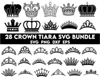 Crown Tiara SVG Bundle, Crown Silhouette, Princess SVG Bundle, Crown cut file, Crown clipart, Crown svg, Queen Crown Svg