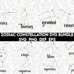Zodiac Constellation SVG Bundle, Astrologie SVG, Constellation Svg, Céleste Svg, Zodiac Clipart, Astrologie Design pour Chemise