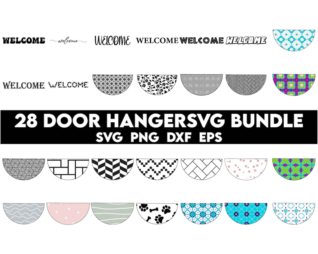 Door Hanger SVG Bundle, Round Welcome Signs, Round Sign Patterns ...