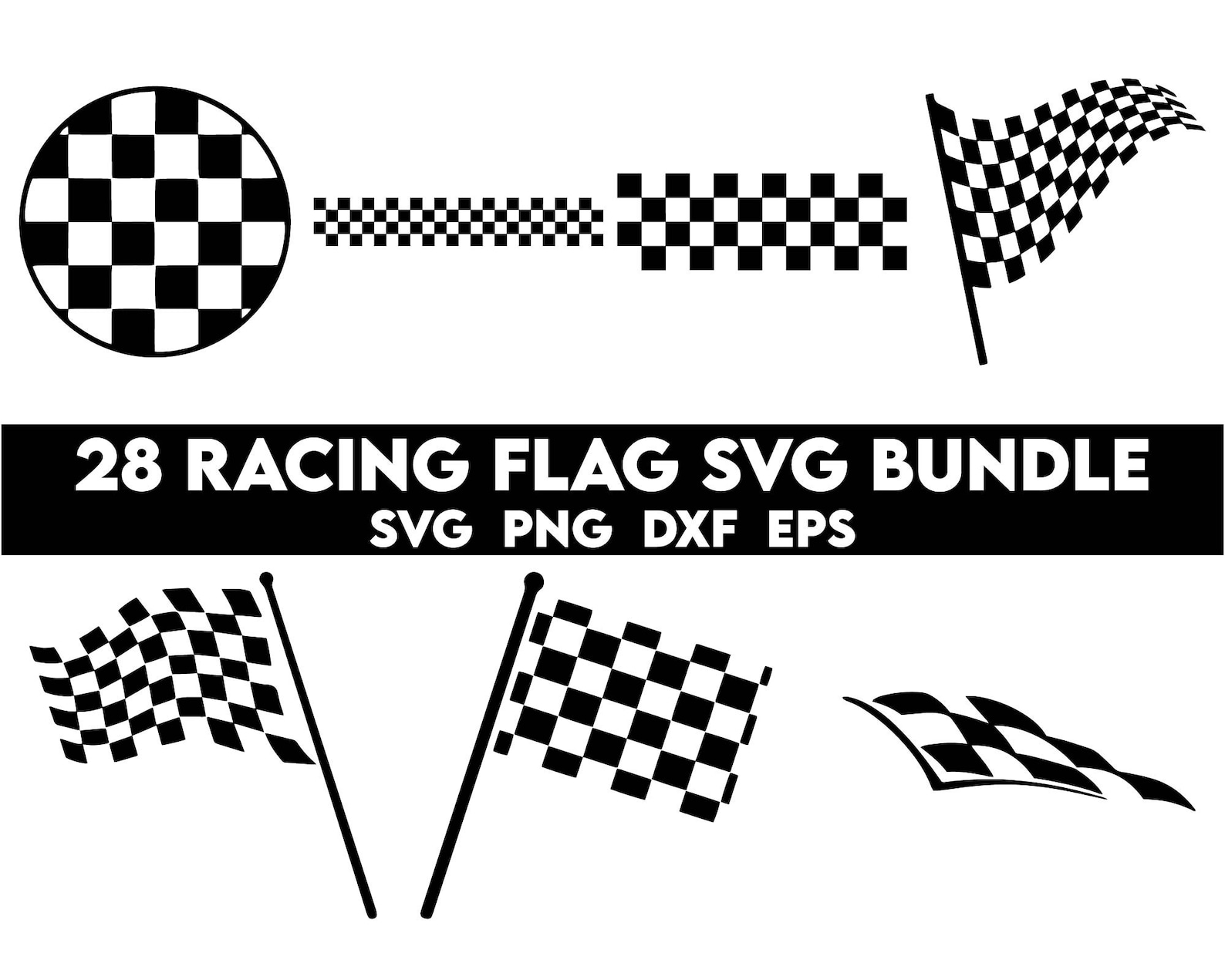 Racing Flag SVG Bundle, Racing Stripes Svg, Racing Clipart, Race Car