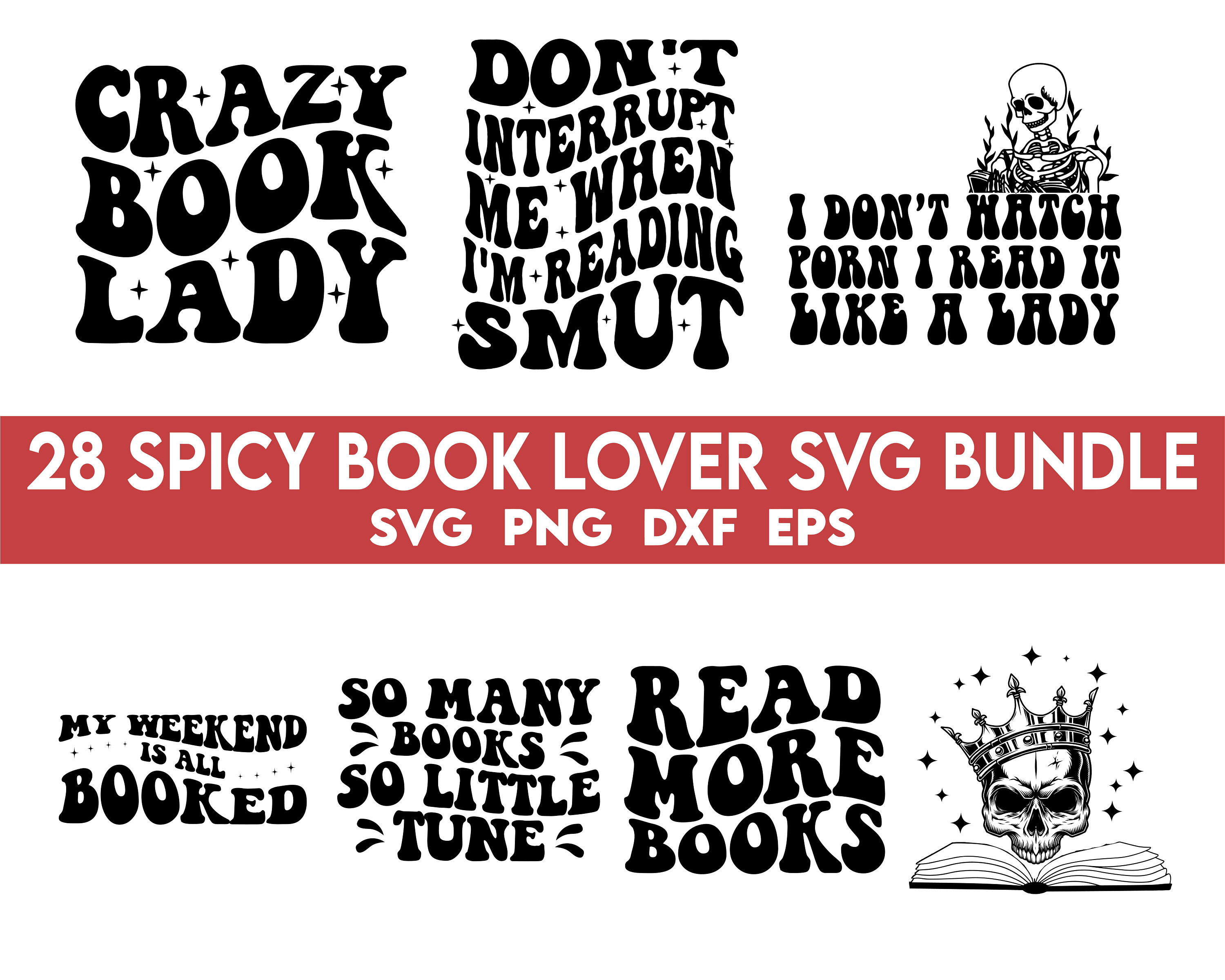 Spicy Book Lover SVG Bundle, Books PNG, Reading SVG, Reading Png, Smut ...