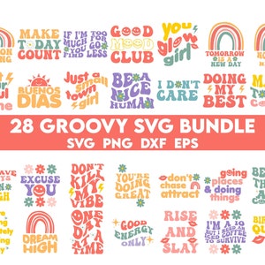 グルーヴィーな SVG バンドル、ボヘミアン SVG、ヒッピー SVG、美的 SVG、インスピレーション SVG、モチベーション SVG、トレンディな SVG、レトロ SVG