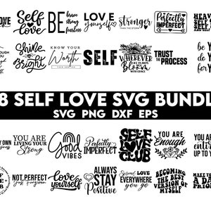 Paquete SVG de amor propio, Paquete Svg inspirador, Svg motivacional, Ámate a ti mismo Svg, Cotizaciones positivas Svg, Confianza SVG
