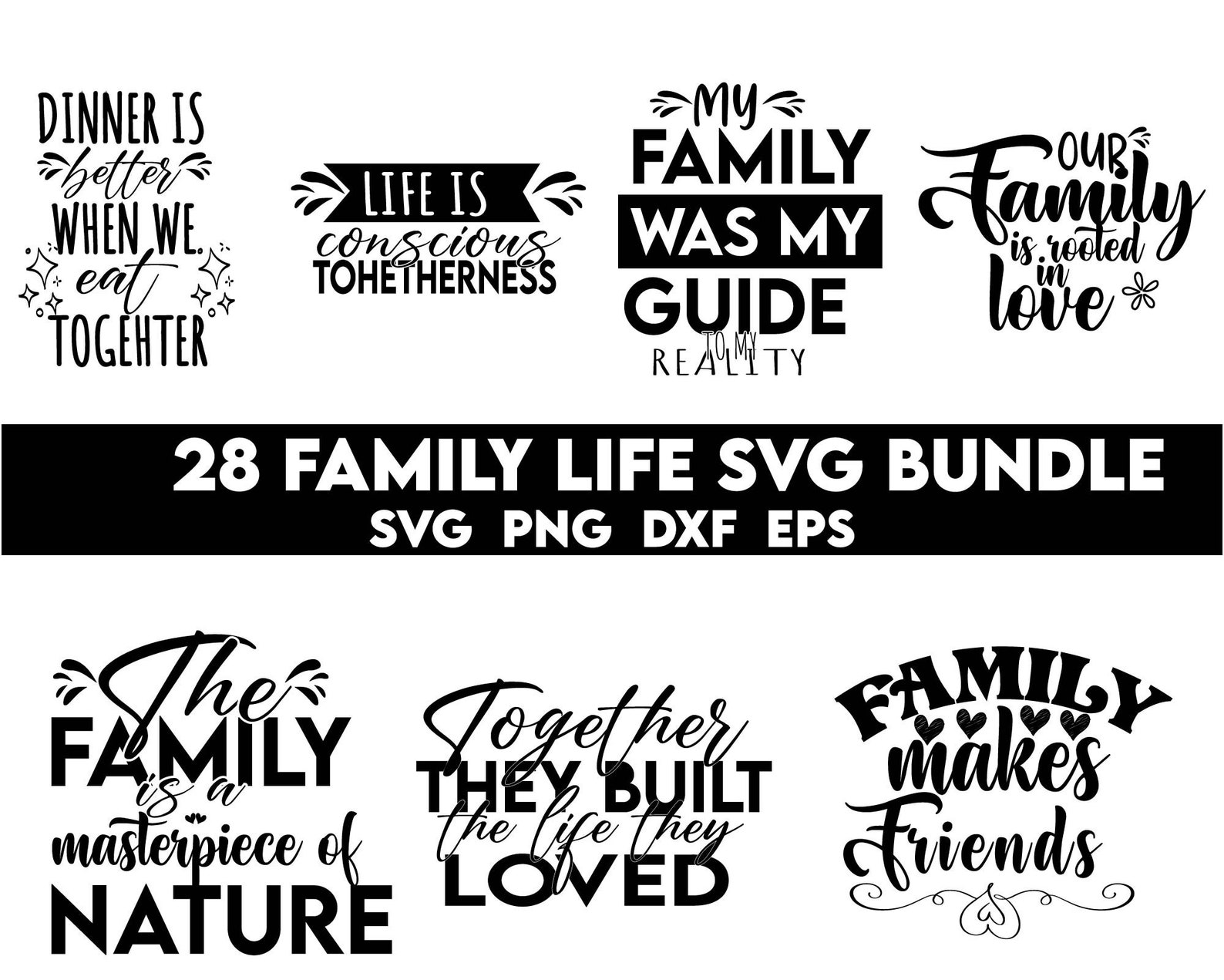 Family Life SVG Bundle, Family Quotes Svg, Farmhouse Family Svg, Family ...