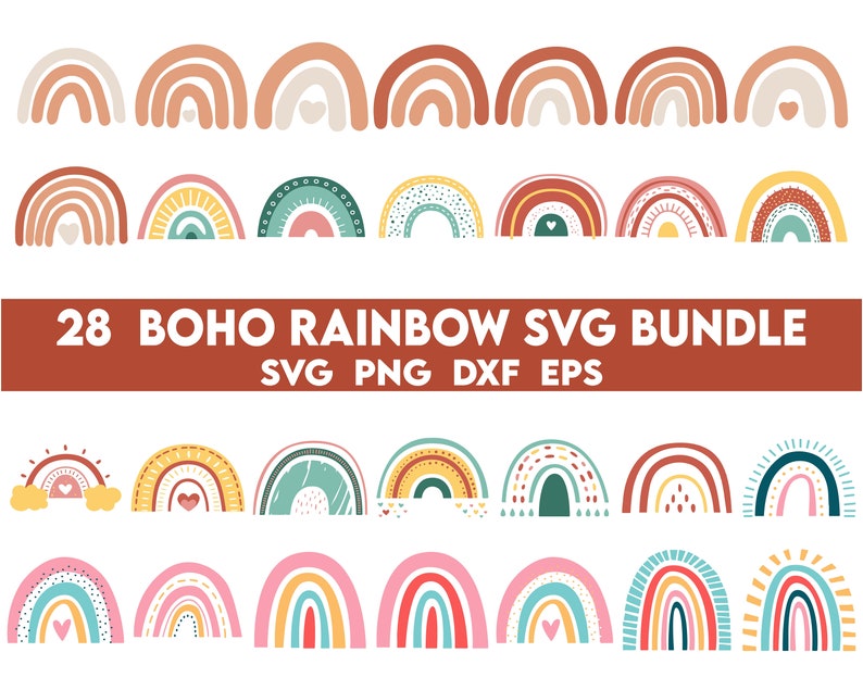 Boho Rainbow SVG, Rainbow SVG, Layered Bohemian Rainbow, Boho PNG ...