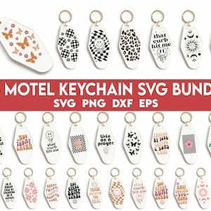 Paquete de llaveros de motel SVG, llaveros con citas SVG, llavero sarcástico SVG, llavero de motel retro SVG, llavero de motel PNG