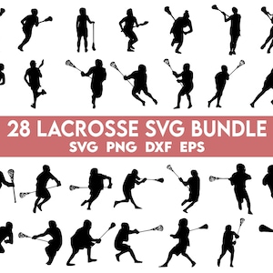 Pacchetto SVG Lacrosse, Clipart Lacrosse, Giorno della partita svg, Silhouette Lacrosse, SVG Lacrosse, Pacchetto svg giocatore Lacrosse
