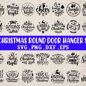 Paquete de percha de puerta redonda de Navidad, paquete svg de adornos navideños, Señal de bienvenida de Navidad svg, Señal de porche svg, Paquete de Navidad Svg