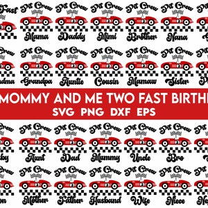 Mama en ik twee snelle verjaardag SVG bundel, bijpassende familie verjaardag SVG, race auto verjaardag SVG, Kids race auto verjaardag jongen SVG