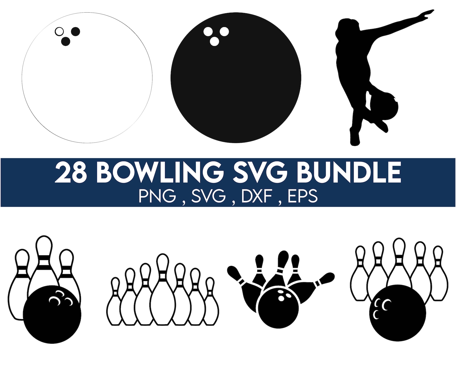 Bowling SVG Bundle, Bowling PNG Bundle, Bowling Clipart, Bowling ...