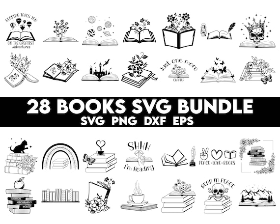 Books Lover Bundle SVG,  Book Flower svg, Reading quotes svg, Library svg, floral book svg, librarian svg, book t shirt svg