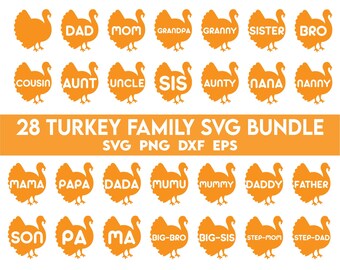 Türkei Familie SVG-Bundle, Papa, Mutter, Baby, Opa, Oma, Cousin, Tante, Onkel, Junge, Mädchen Türkei Shirt svg