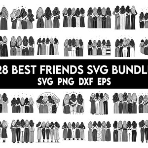 Paquete de Svg de mejores amigas, Svg del día de la amistad, Svg de amigas, Svg de amistad femenina, Svg de mejores amigas, Svg de mejores amigas, corte para Cricut, Silhouette