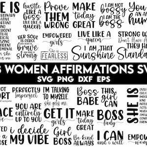 Ensemble SVG femme affirmation, elle est moi SVG, citations positives Svg, femme affirmation Svg, motivation Svg, elle est forte Svg