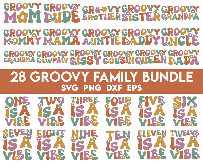 Groovy Family Groovy Family SVG PNG Bundle, Retro Family Svg, Matching Family Svg ...