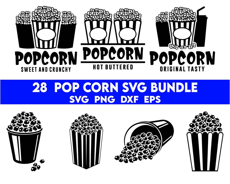 Popcorn SVG Bundle, Popcorn Bucket Svg, Popcorn Box Svg, Popcorn Cut