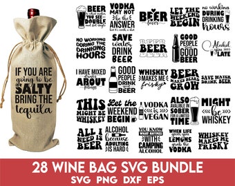 Wine Bag SVG Bundle, Funny Wine Quote SVG, 20 Wine Svg Cut Files, Cricut Svg File, Wine Gift Bag Sublimation png, Wine Glass Designs