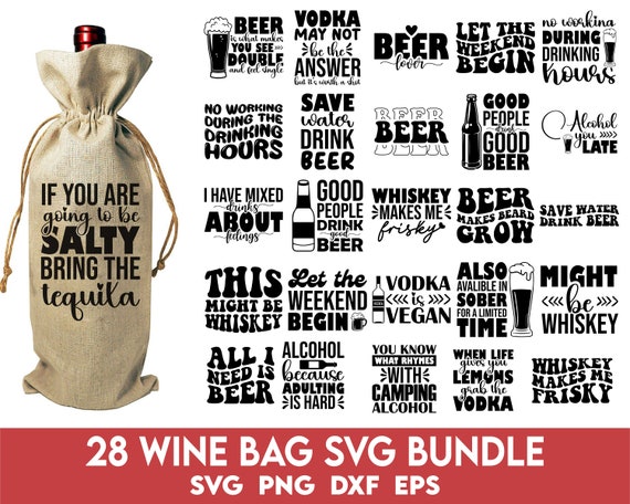 Wine Bag SVG Bundle, Funny Wine Quote SVG, 20 Wine Svg Cut Files, Cricut Svg File, Wine Gift Bag Sublimation png, Wine Glass Designs