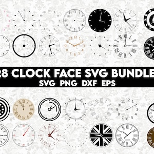 ESFERA DEL RELOJ Paquete Svg, Reloj Svg, Imágenes prediseñadas de la esfera del reloj, Números de reloj Svg, Reloj con números romanos, Plantilla de esfera del reloj, Silueta del reloj