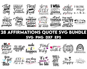 Affirmations Quotes Svg Bundle, Inspirational Svg, Motivational Svg, Self Love Svg Bundle, Mental Health Svg, Self Love Svg