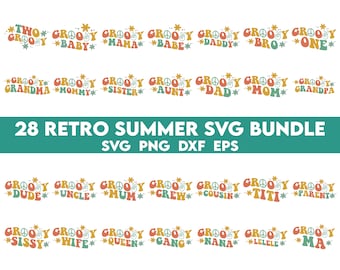 Groovy Family SVG Bundle, Retro Family SVG, Groovy Birthday SVG, Pasująca rodzina SVG, Groovy Mom SVG, Groovy Dad SVG