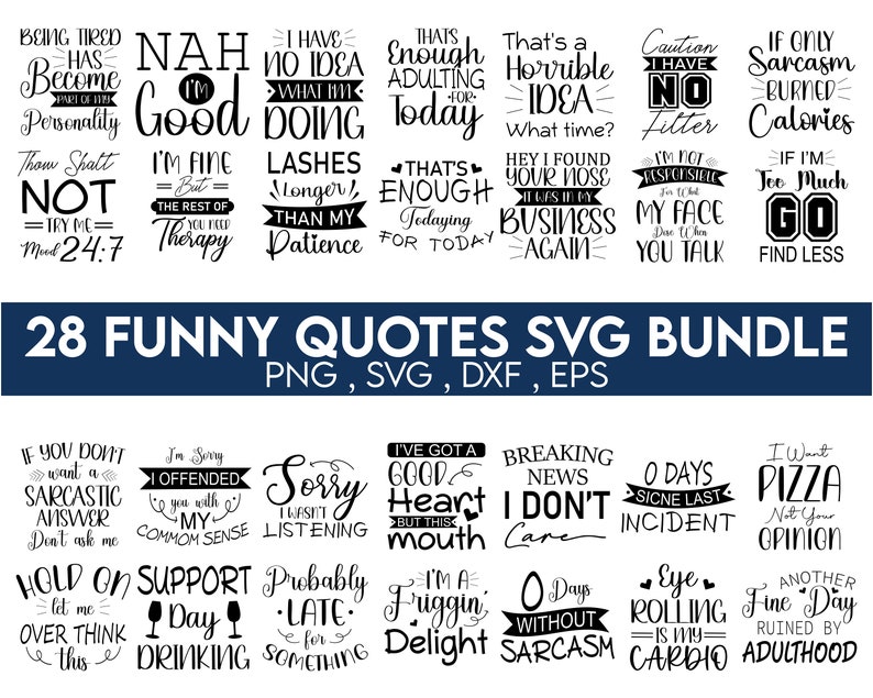 Funny Quotes Svg Funny SVG Bundle Funny Svgfunny Sayings - Etsy