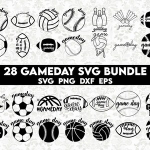 Game Day SVG Bundle, Football svg, Baseball svg, Soccer svg, Basketball svg, Volleyball svg, Hockey svg, svg files for cricut, game day png