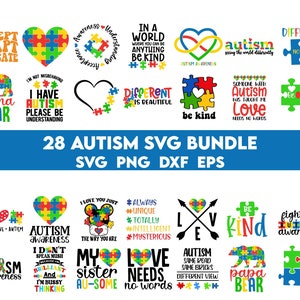 Autisme Awareness Svg Png Bundel, Autisme Quote Svg, Au-Some Svg, Autism Mom Svg, Puzzle Svg, Autism Ribbon Svg, Puzzle Piece Svg