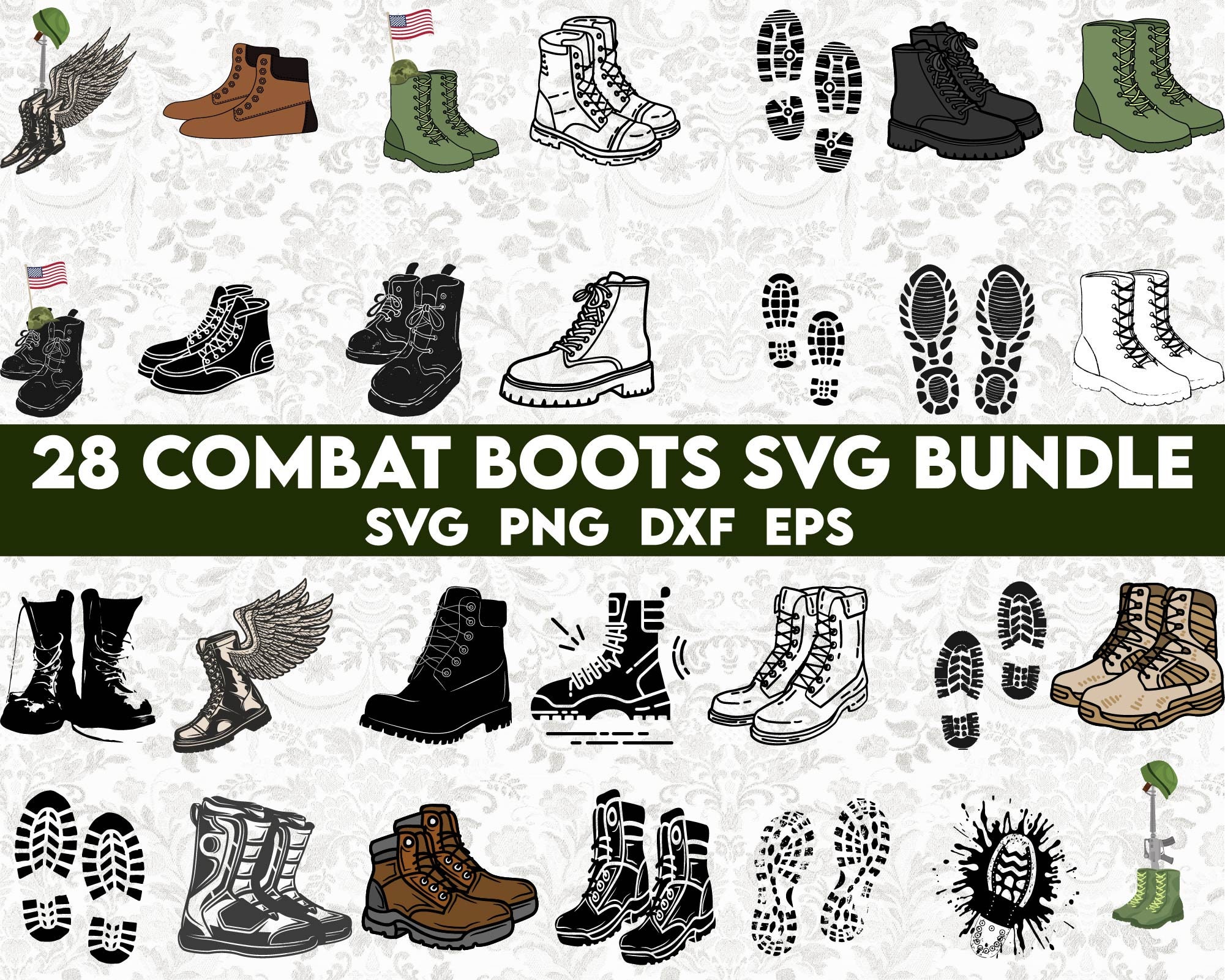 Combat Boots Svg, Veteran Svg, Army, Soldier Svg, Combat Boots Clipart
