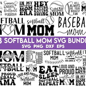Softbal moeder SVG bundel, softbal moeder SVG cut-bestand, softbal png, softbal SVG-bestanden voor de Cricut, softbal moeder shirt SVG, softbal clipart
