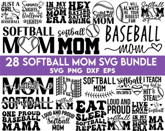 Softball Mom Svg Bundle, Softball Mom Svg Cut File, Softball Png, Softball Svg-Dateien für Cricut, Softball Mom Shirt svg, Softball Cliparts