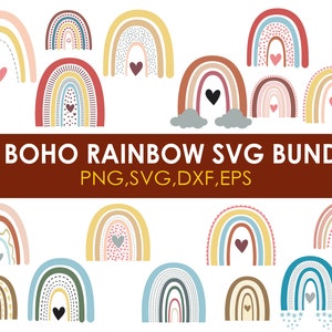 Boho rainbow svg bundle, cute rainbow svg, boho rainbow clipart, rainbow svg, hand drawn rainbow, rainbow clipart, boho stickers,baby shower