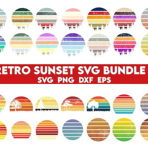 Retro Sunset SVG Bundle, 80s Sunset SVG, Instant Download Retro Svg, Retro Sunset Clipart, Sunset Retro SVG, retro sunset png
