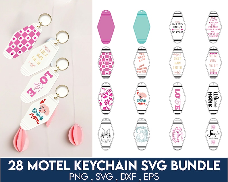Motel Keychain Svg Bundle, Motel Keychain Png, Keychain Svg Bundle