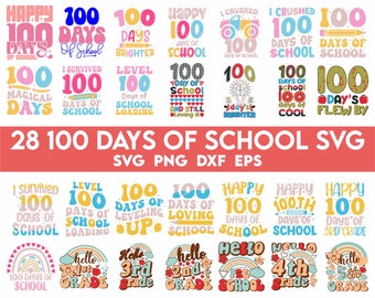 100 dagen school SVG bundel, 100 dagen helderder, 100 dagen school, 100 dagen slimmer, school SVG, school shirt SVG, SVG voor 100 dagen cadeau