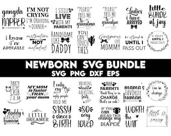 Paquete SVG de bebé recién nacido, Paquete SVG de bebé, Baby Shower SVG, Paquete de cita de bebé, Lindo bebé diciendo svg, Bebé divertido svg, Bebé niño niña svg