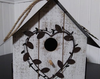 Ivy Heart Birdhouse (w/red bird)