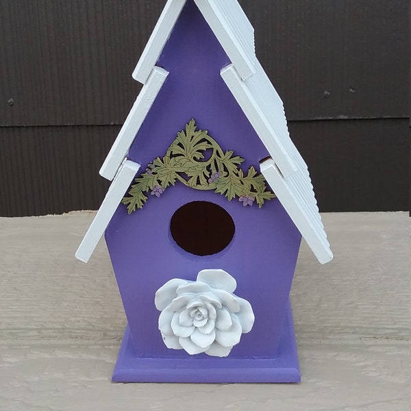 Purple and White Birdhouse