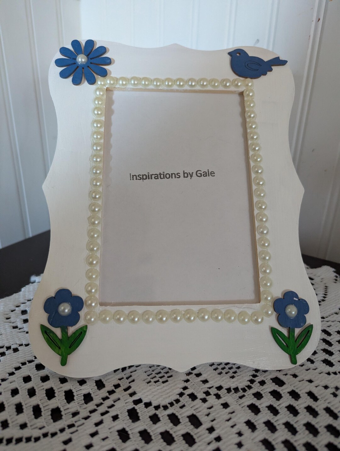 White and Blue Flower Picture Frame - Etsy