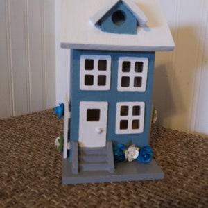 Blue and White Decorative Birdhouse